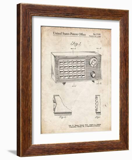 PP1126-Vintage Parchment Vintage Table Radio Patent Poster-Cole Borders-Framed Giclee Print