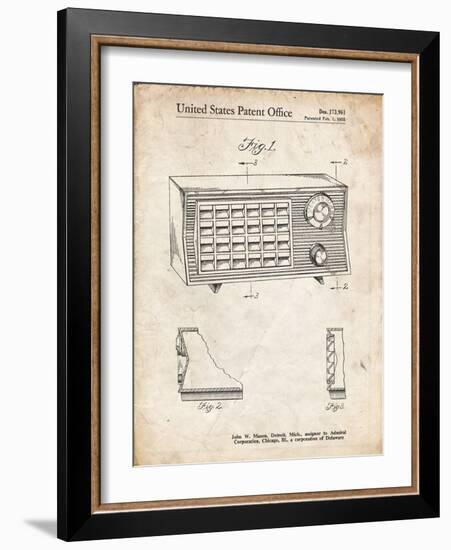 PP1126-Vintage Parchment Vintage Table Radio Patent Poster-Cole Borders-Framed Giclee Print