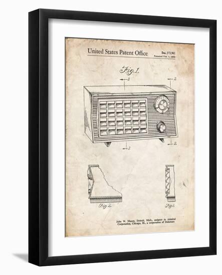 PP1126-Vintage Parchment Vintage Table Radio Patent Poster-Cole Borders-Framed Giclee Print