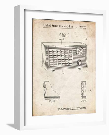 PP1126-Vintage Parchment Vintage Table Radio Patent Poster-Cole Borders-Framed Giclee Print