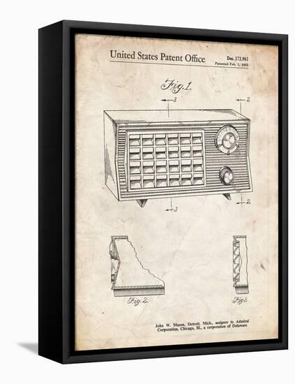 PP1126-Vintage Parchment Vintage Table Radio Patent Poster-Cole Borders-Framed Premier Image Canvas