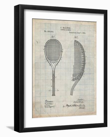 PP1127-Antique Grid Parchment Vintage Tennis Racket 1891 Patent Poster-Cole Borders-Framed Giclee Print