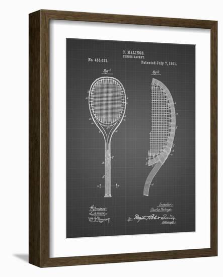 PP1127-Black Grid Vintage Tennis Racket 1891 Patent Poster-Cole Borders-Framed Giclee Print