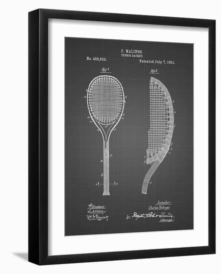 PP1127-Black Grid Vintage Tennis Racket 1891 Patent Poster-Cole Borders-Framed Giclee Print