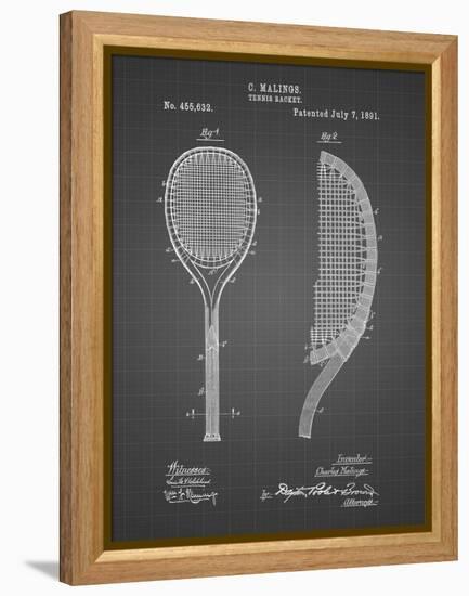 PP1127-Black Grid Vintage Tennis Racket 1891 Patent Poster-Cole Borders-Framed Premier Image Canvas