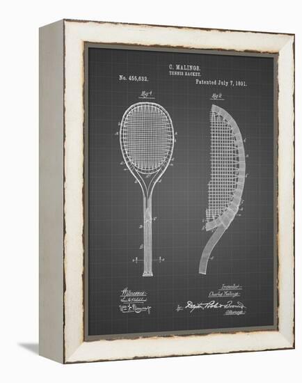 PP1127-Black Grid Vintage Tennis Racket 1891 Patent Poster-Cole Borders-Framed Premier Image Canvas