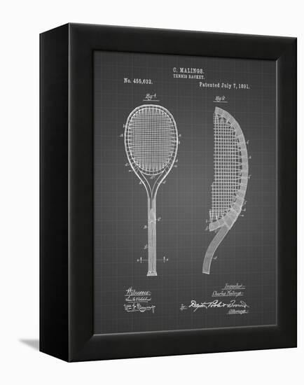 PP1127-Black Grid Vintage Tennis Racket 1891 Patent Poster-Cole Borders-Framed Premier Image Canvas