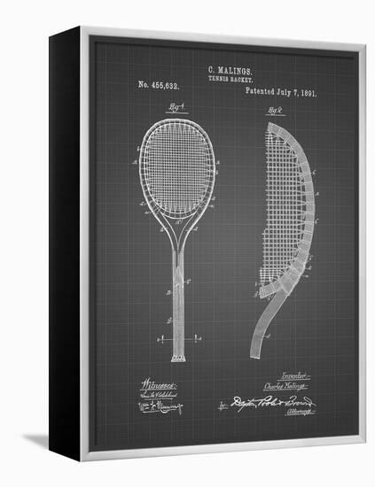 PP1127-Black Grid Vintage Tennis Racket 1891 Patent Poster-Cole Borders-Framed Premier Image Canvas