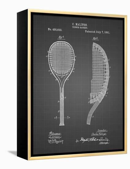 PP1127-Black Grid Vintage Tennis Racket 1891 Patent Poster-Cole Borders-Framed Premier Image Canvas