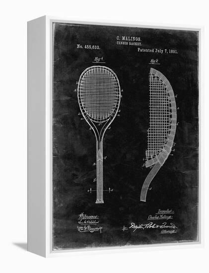 PP1127-Black Grunge Vintage Tennis Racket 1891 Patent Poster-Cole Borders-Framed Premier Image Canvas