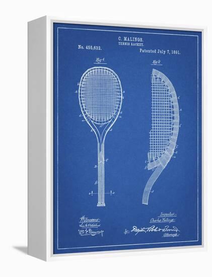 PP1127-Blueprint Vintage Tennis Racket 1891 Patent Poster-Cole Borders-Framed Premier Image Canvas