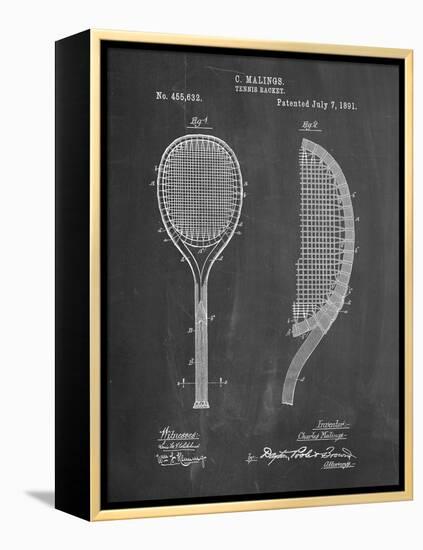 PP1127-Chalkboard Vintage Tennis Racket 1891 Patent Poster-Cole Borders-Framed Premier Image Canvas