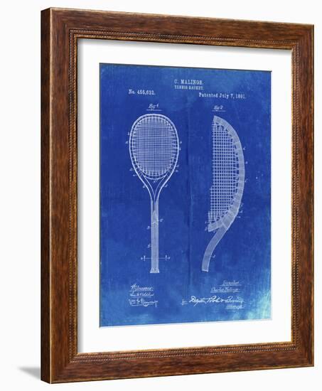 PP1127-Faded Blueprint Vintage Tennis Racket 1891 Patent Poster-Cole Borders-Framed Giclee Print