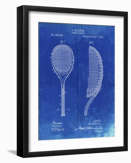 PP1127-Faded Blueprint Vintage Tennis Racket 1891 Patent Poster-Cole Borders-Framed Giclee Print