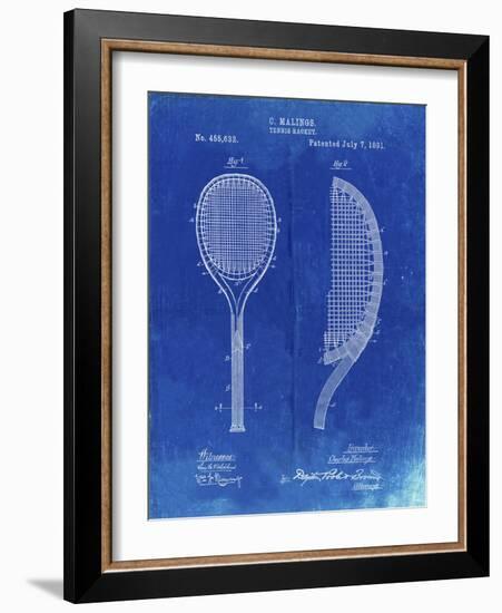 PP1127-Faded Blueprint Vintage Tennis Racket 1891 Patent Poster-Cole Borders-Framed Giclee Print