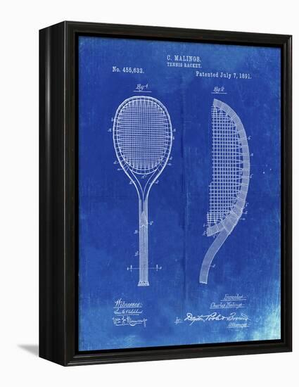 PP1127-Faded Blueprint Vintage Tennis Racket 1891 Patent Poster-Cole Borders-Framed Premier Image Canvas