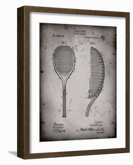 PP1127-Faded Grey Vintage Tennis Racket 1891 Patent Poster-Cole Borders-Framed Giclee Print