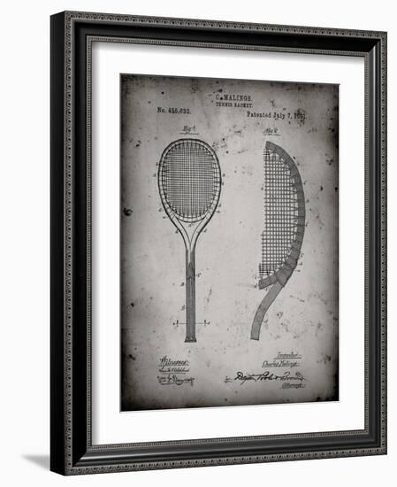 PP1127-Faded Grey Vintage Tennis Racket 1891 Patent Poster-Cole Borders-Framed Giclee Print