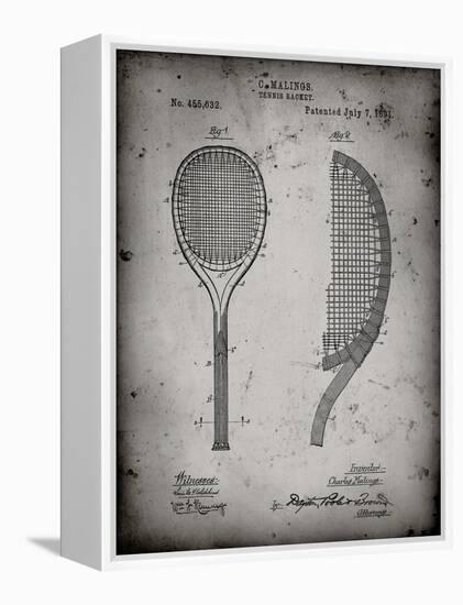 PP1127-Faded Grey Vintage Tennis Racket 1891 Patent Poster-Cole Borders-Framed Premier Image Canvas