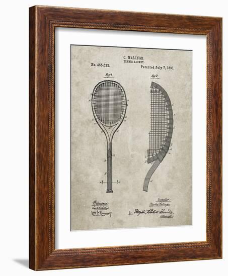 PP1127-Sandstone Vintage Tennis Racket 1891 Patent Poster-Cole Borders-Framed Giclee Print