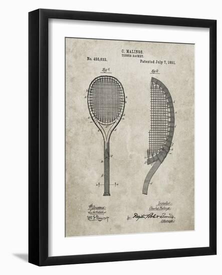 PP1127-Sandstone Vintage Tennis Racket 1891 Patent Poster-Cole Borders-Framed Giclee Print