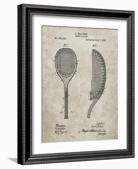 PP1127-Sandstone Vintage Tennis Racket 1891 Patent Poster-Cole Borders-Framed Giclee Print