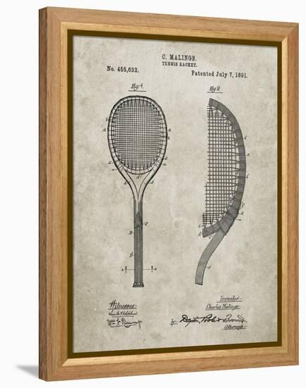 PP1127-Sandstone Vintage Tennis Racket 1891 Patent Poster-Cole Borders-Framed Premier Image Canvas