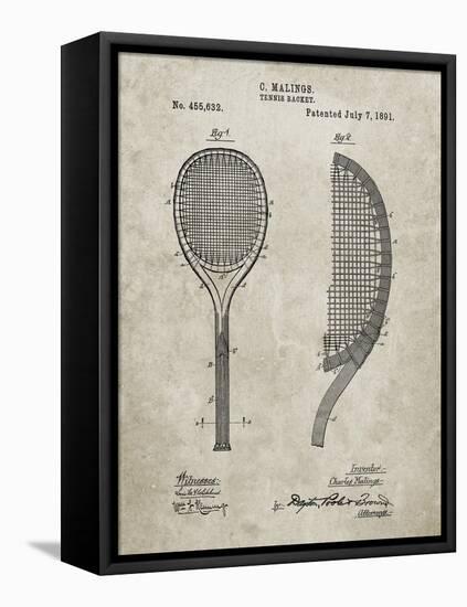 PP1127-Sandstone Vintage Tennis Racket 1891 Patent Poster-Cole Borders-Framed Premier Image Canvas