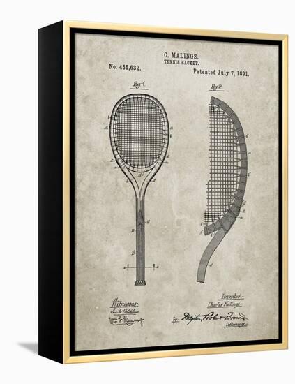 PP1127-Sandstone Vintage Tennis Racket 1891 Patent Poster-Cole Borders-Framed Premier Image Canvas