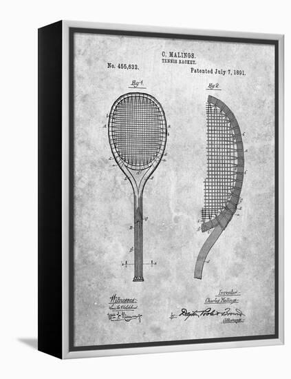 PP1127-Slate Vintage Tennis Racket 1891 Patent Poster-Cole Borders-Framed Premier Image Canvas