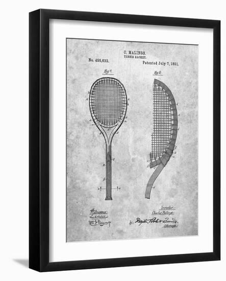 PP1127-Slate Vintage Tennis Racket 1891 Patent Poster-Cole Borders-Framed Giclee Print