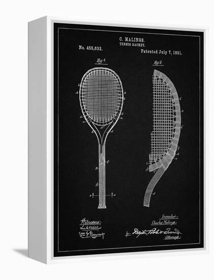 PP1127-Vintage Black Vintage Tennis Racket 1891 Patent Poster-Cole Borders-Framed Premier Image Canvas