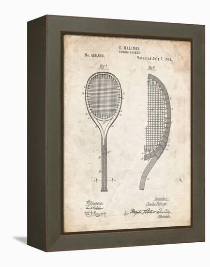 PP1127-Vintage Parchment Vintage Tennis Racket 1891 Patent Poster-Cole Borders-Framed Premier Image Canvas
