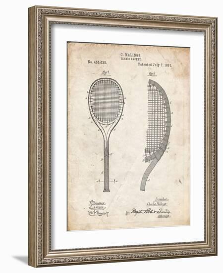 PP1127-Vintage Parchment Vintage Tennis Racket 1891 Patent Poster-Cole Borders-Framed Giclee Print