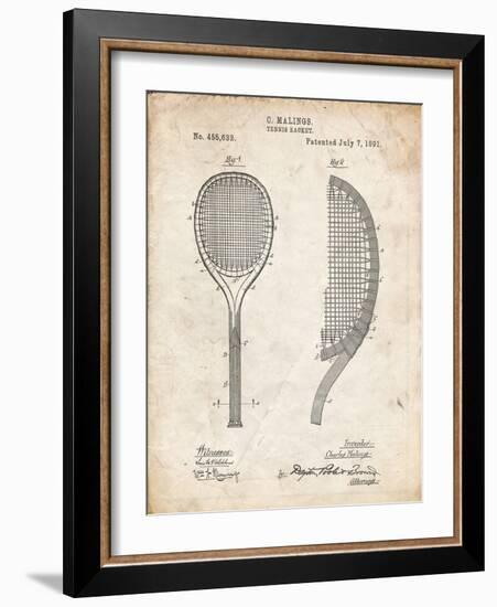 PP1127-Vintage Parchment Vintage Tennis Racket 1891 Patent Poster-Cole Borders-Framed Giclee Print