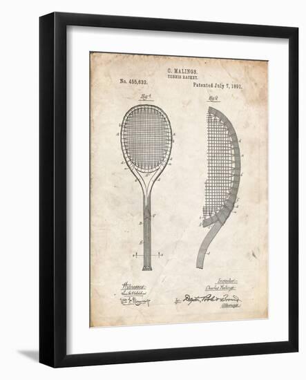 PP1127-Vintage Parchment Vintage Tennis Racket 1891 Patent Poster-Cole Borders-Framed Giclee Print