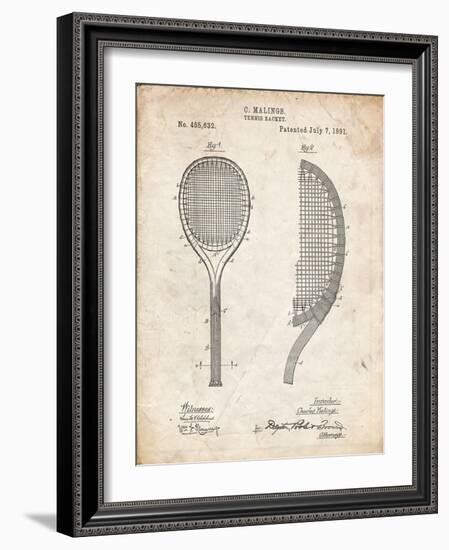 PP1127-Vintage Parchment Vintage Tennis Racket 1891 Patent Poster-Cole Borders-Framed Giclee Print