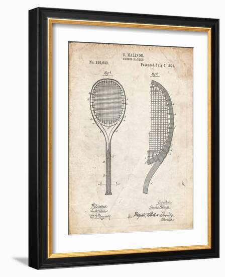 PP1127-Vintage Parchment Vintage Tennis Racket 1891 Patent Poster-Cole Borders-Framed Giclee Print