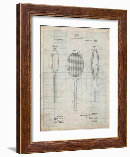 PP1128-Antique Grid Parchment Vintage Tennis Racket Patent Poster-Cole Borders-Framed Giclee Print