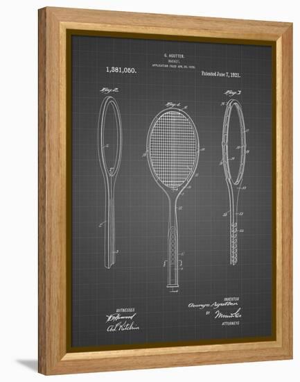 PP1128-Black Grid Vintage Tennis Racket Patent Poster-Cole Borders-Framed Premier Image Canvas