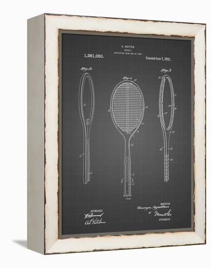 PP1128-Black Grid Vintage Tennis Racket Patent Poster-Cole Borders-Framed Premier Image Canvas