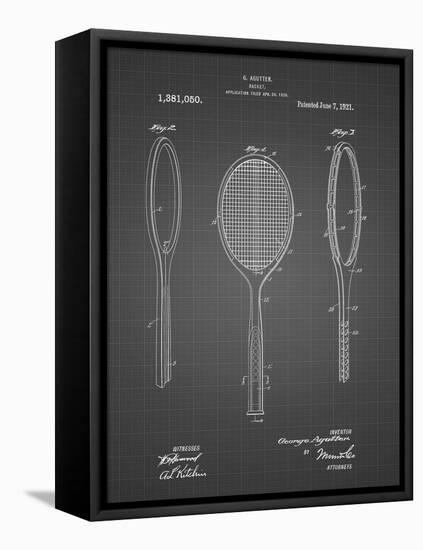 PP1128-Black Grid Vintage Tennis Racket Patent Poster-Cole Borders-Framed Premier Image Canvas