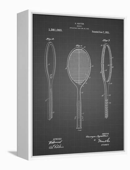 PP1128-Black Grid Vintage Tennis Racket Patent Poster-Cole Borders-Framed Premier Image Canvas