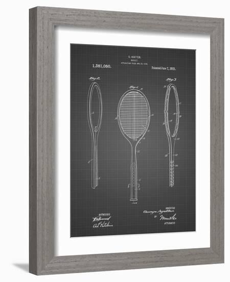 PP1128-Black Grid Vintage Tennis Racket Patent Poster-Cole Borders-Framed Giclee Print