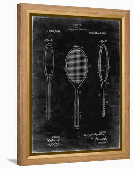 PP1128-Black Grunge Vintage Tennis Racket Patent Poster-Cole Borders-Framed Premier Image Canvas