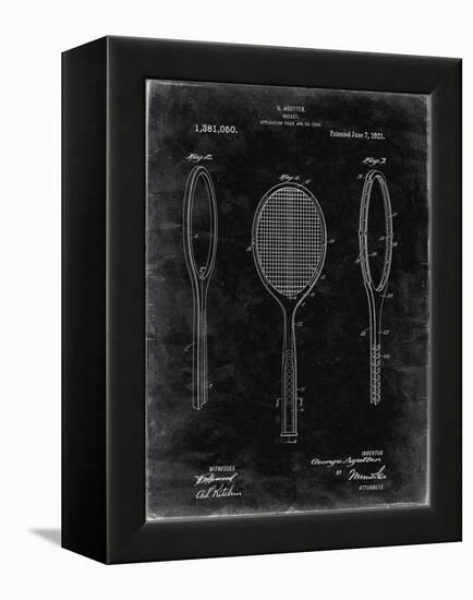 PP1128-Black Grunge Vintage Tennis Racket Patent Poster-Cole Borders-Framed Premier Image Canvas