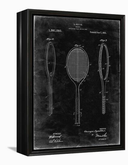 PP1128-Black Grunge Vintage Tennis Racket Patent Poster-Cole Borders-Framed Premier Image Canvas