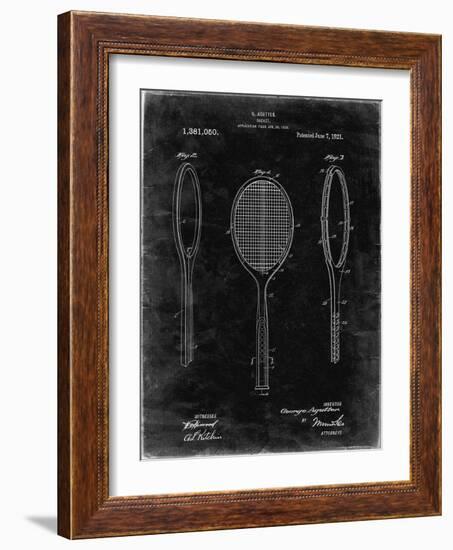 PP1128-Black Grunge Vintage Tennis Racket Patent Poster-Cole Borders-Framed Giclee Print