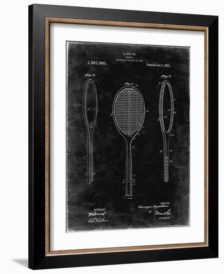 PP1128-Black Grunge Vintage Tennis Racket Patent Poster-Cole Borders-Framed Giclee Print