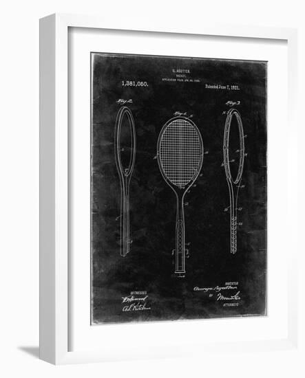 PP1128-Black Grunge Vintage Tennis Racket Patent Poster-Cole Borders-Framed Giclee Print
